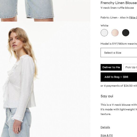 Aritzia Frenchy Linen Blouse - Picture 2 of 2